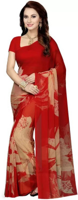 ANIRAV Printed Daily Wear Georgette Saree(Red)
