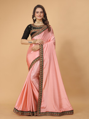 NAKSHCRETION Self Design Bollywood Pure Silk Saree(Pink)