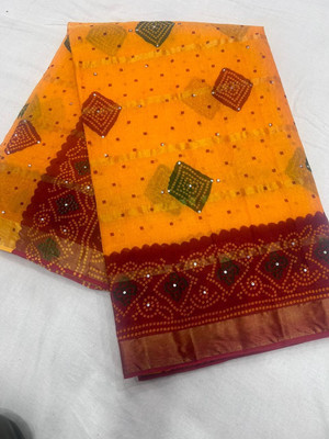 KRISHNA NX Printed Daily Wear Pure Cotton Saree(Gold)