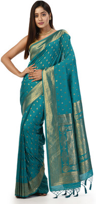 Kk Kavvya Crsk Woven Banarasi Silk Blend Saree(Blue)