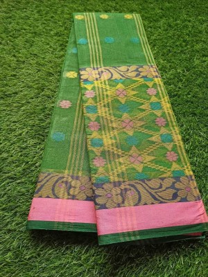 Sayak Creation Woven Tant Handloom Cotton Blend Saree(Green)