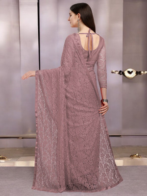 NEXA Self Design Bollywood Net Saree(Purple)