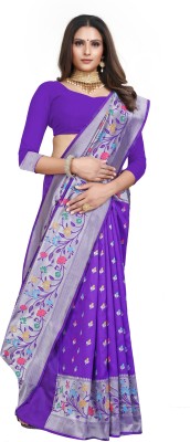 mangroliya nx Self Design Banarasi Silk Blend, Art Silk Saree(Purple)