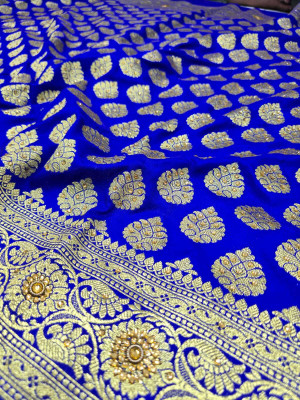 Tilfelle Woven, Self Design Banarasi Satin Saree(Blue)