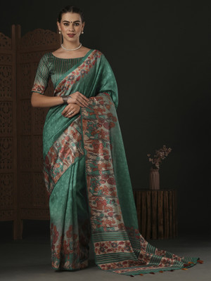 Sareemall Printed Sambalpuri Silk Blend Saree(Dark Blue)