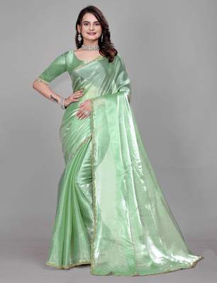 HouseOfCommon Self Design Bollywood Jimmy choo, Chiffon Saree(Light Green)
