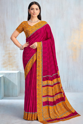 SainiVastra Printed Bollywood Crepe Saree(Magenta)