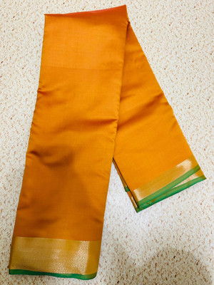 Montauk Fabians Solid/Plain Handloom Dupion Silk Saree(Mustard)