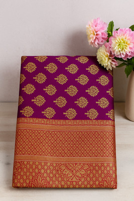 Amreet Creation Embellished Assam Silk Silk Blend Saree(Purple)