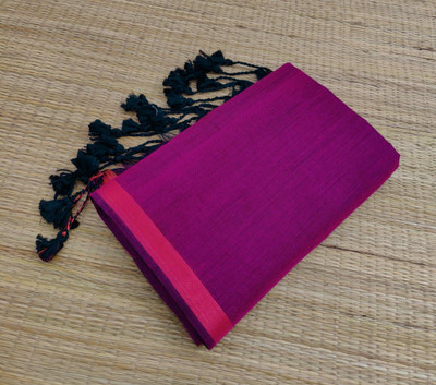 Santoshi Solid/Plain Handloom Cotton Silk Saree(Magenta)