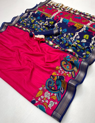 SDGRATITUDE Floral Print, Paisley, Printed, Woven, Embellished Daily Wear Cotton Blend, Viscose Rayon Saree(Pink)