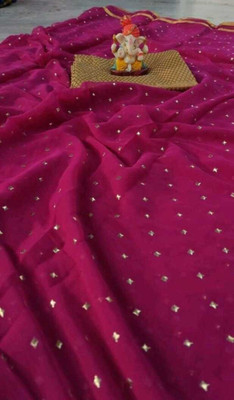 V And V Shop Printed, Self Design, Solid/Plain Bollywood Chiffon Saree(Pink)