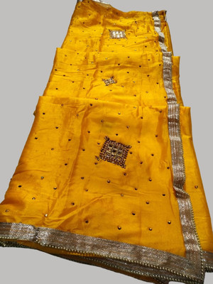 KAKADIYA CREATION Embroidered Bollywood Chiffon Saree(Yellow)