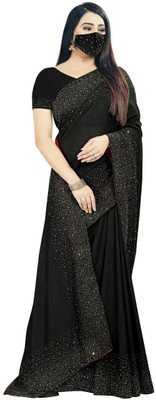 Shaktijen Solid/Plain Bollywood Pure Silk Saree(Black)