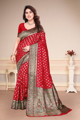 SuperLaxmi Woven Banarasi Art Silk Saree(Red)