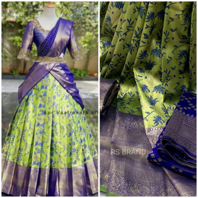 SHREESHA CREATION Embroidered Kanjivaram Pure Silk Saree(Light Blue)