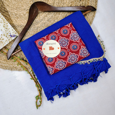 aangmi Self Design Handloom Khadi Saree(Blue)