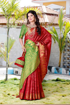 jayant creation Printed Patola Silk Blend Saree(Red)