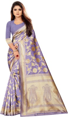 Hinayat Fashion Self Design, Printed, Embroidered, Embellished, Woven Kanjivaram Pure Silk, Art Silk Saree(Light Blue)