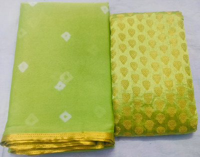 REBOOT FASHIONS Graphic Print Bandhani Chiffon Saree(Pack of 2, Light Green)