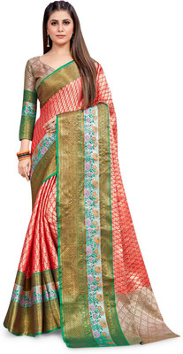 KARAGIRI Woven Banarasi Cotton Blend Saree(Pink)