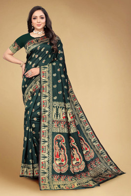 Vartul Enterprise Self Design Bollywood Jacquard Saree(Green)
