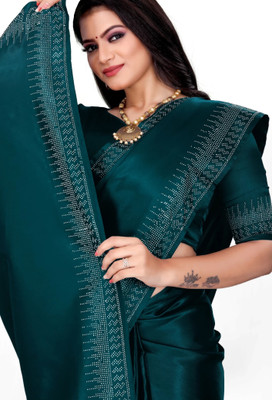 DHRAM CREATION Self Design Bollywood Georgette Saree(Light Blue)
