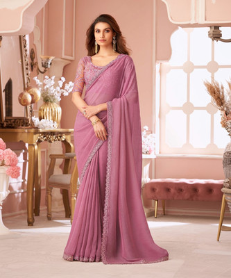 Sareemall Embellished Bollywood Chiffon Saree(Pink)