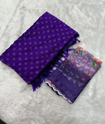 Tradivibe Embroidered Bollywood Chiffon Saree(Purple)