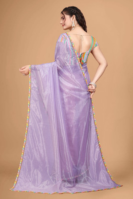 JSItaliya Solid/Plain Bollywood Net Saree(Purple)