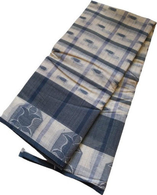 kundusaree Woven Daily Wear Pure Cotton Saree(Grey, Cream)