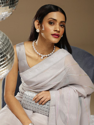 Sareemall Embellished Bollywood Chiffon Saree(Grey)