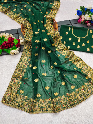 KHRITI FAB Georgette Embroidered Blouse Material