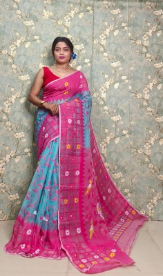 Viswas Woven, Self Design Jamdani Cotton Silk Saree(Multicolor)