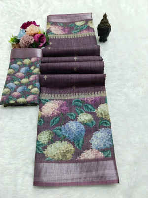 HangerStories Woven Kanjivaram Linen, Cotton Linen Saree(Magenta)