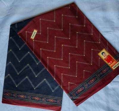 Minu Fashion Blocked Printed, Woven, Printed, Digital Print Bollywood Pure Cotton Saree(Blue, Red)