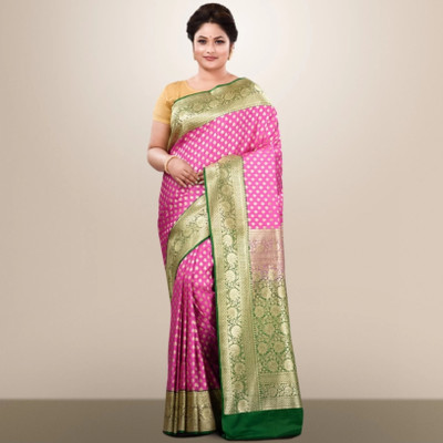 HouseOfCommon Woven Banarasi Jacquard Saree(Pink)