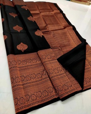 RASVRITI Woven Kanjivaram Pure Silk, Art Silk Saree(Black)