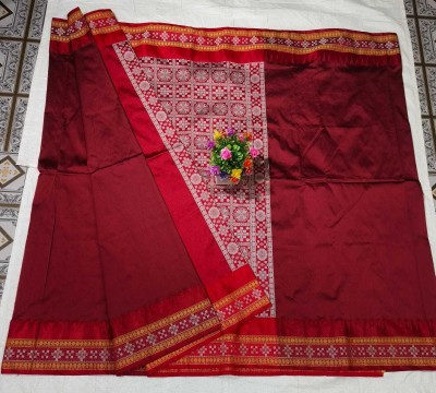 Cirkirow Printed Handloom Cotton Silk Saree(Red)