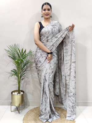 Divastri Printed Bollywood Chiffon Saree(Grey)