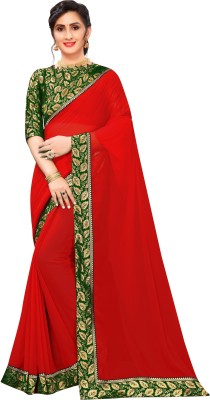 Rashiklal & Co. Self Design Bollywood Georgette Saree(Red)