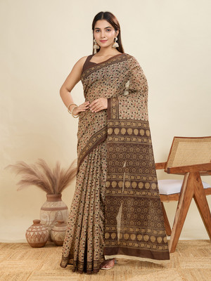 SHANVIKA Printed Daily Wear Pure Cotton Saree(Beige)