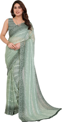 Divastri Embellished Bollywood Chiffon Saree(Light Green)