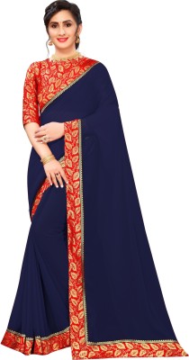 Rashiklal & Co. Self Design Bollywood Georgette Saree(Dark Blue)