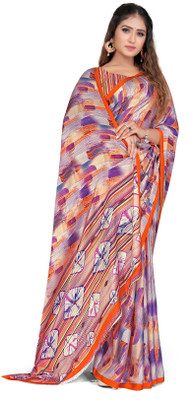 Pemal Designer Digital Print Bollywood Crepe Saree(Multicolor)