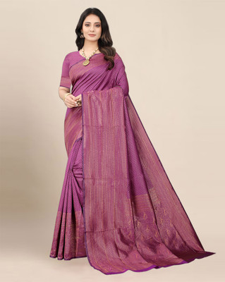Divastri Woven Banarasi Silk Blend Saree(Purple)