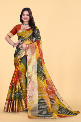Aarunika LGF Solid/Plain Bollywood Organza Saree(Multicolor)