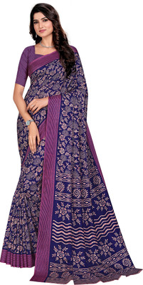 Novus Knitting Printed Bollywood Art Silk Saree(Blue, Purple)
