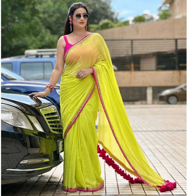 S.R.TEXTILES Self Design, Woven Bollywood Georgette Saree(Green)