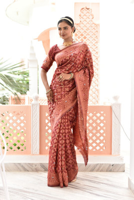 Divastri Woven Mysore Chanderi Saree(Maroon)